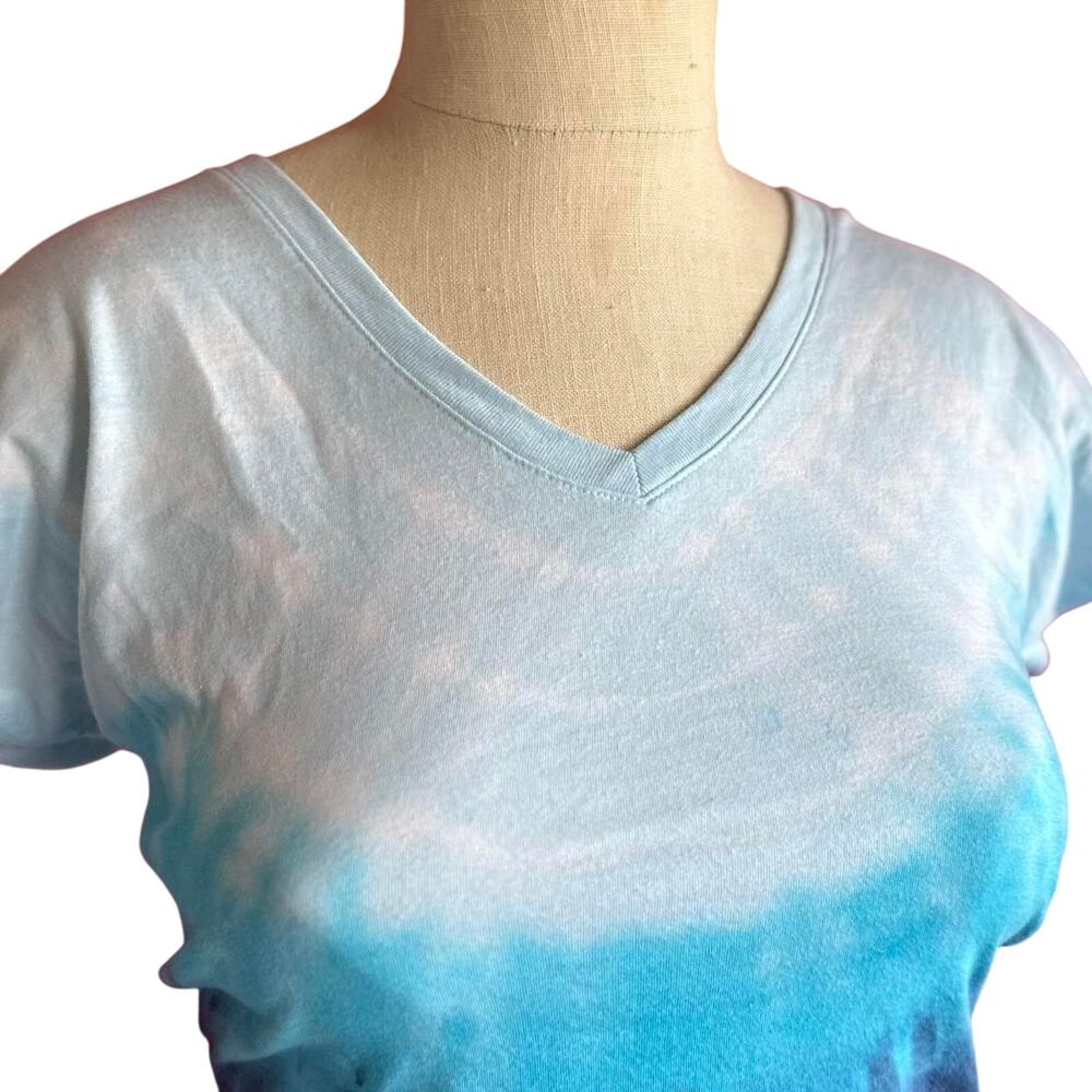 Womens Top Size Small Blue Tie Dye Handcrafted Hippie Festival Casual Travel Fun - Picture 5 of 6